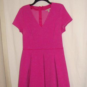 BANANA REPUBLIC Fuchsia Pink Short Sleeve RIB Knit PONTE DRESS Sz 12